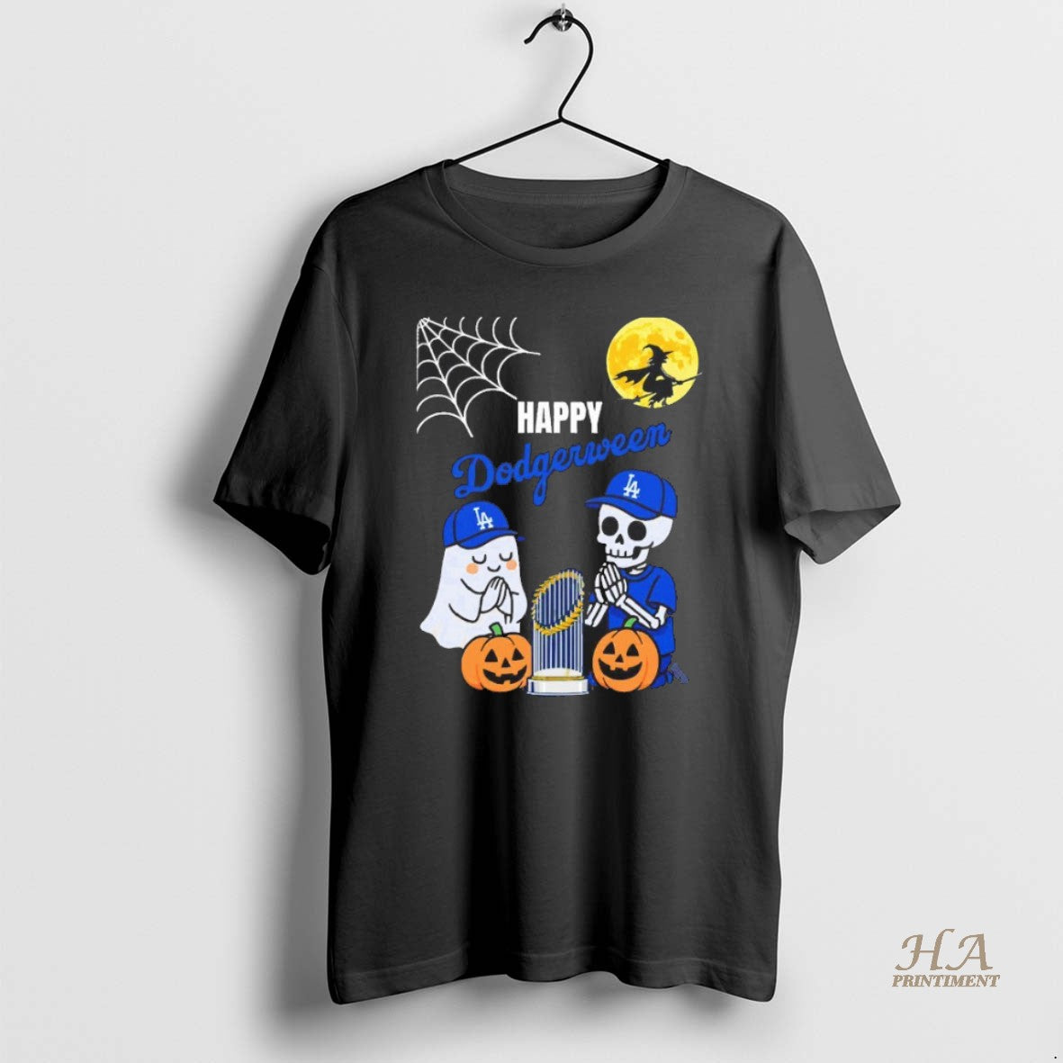Official Happy Dodgerween Boo And Skeleton Praying For La Dodgers 2025 World Series Blackshirt