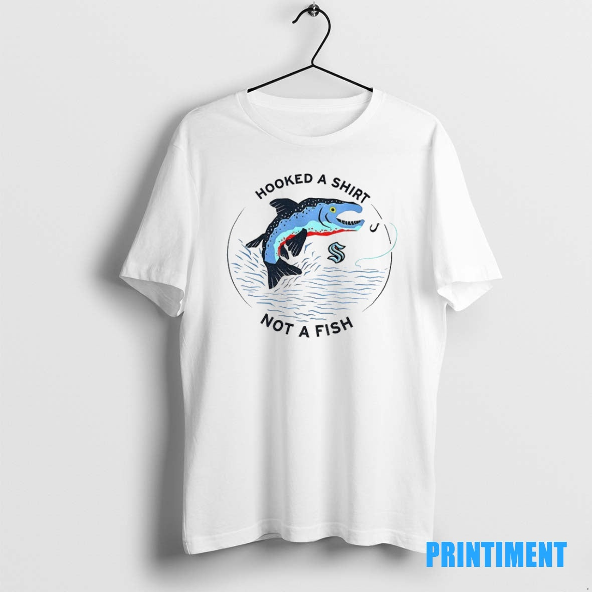 Official Hooked A Not A Fish Seattle Kraken Hockey Nhl 2025 Logo Tee Sweater