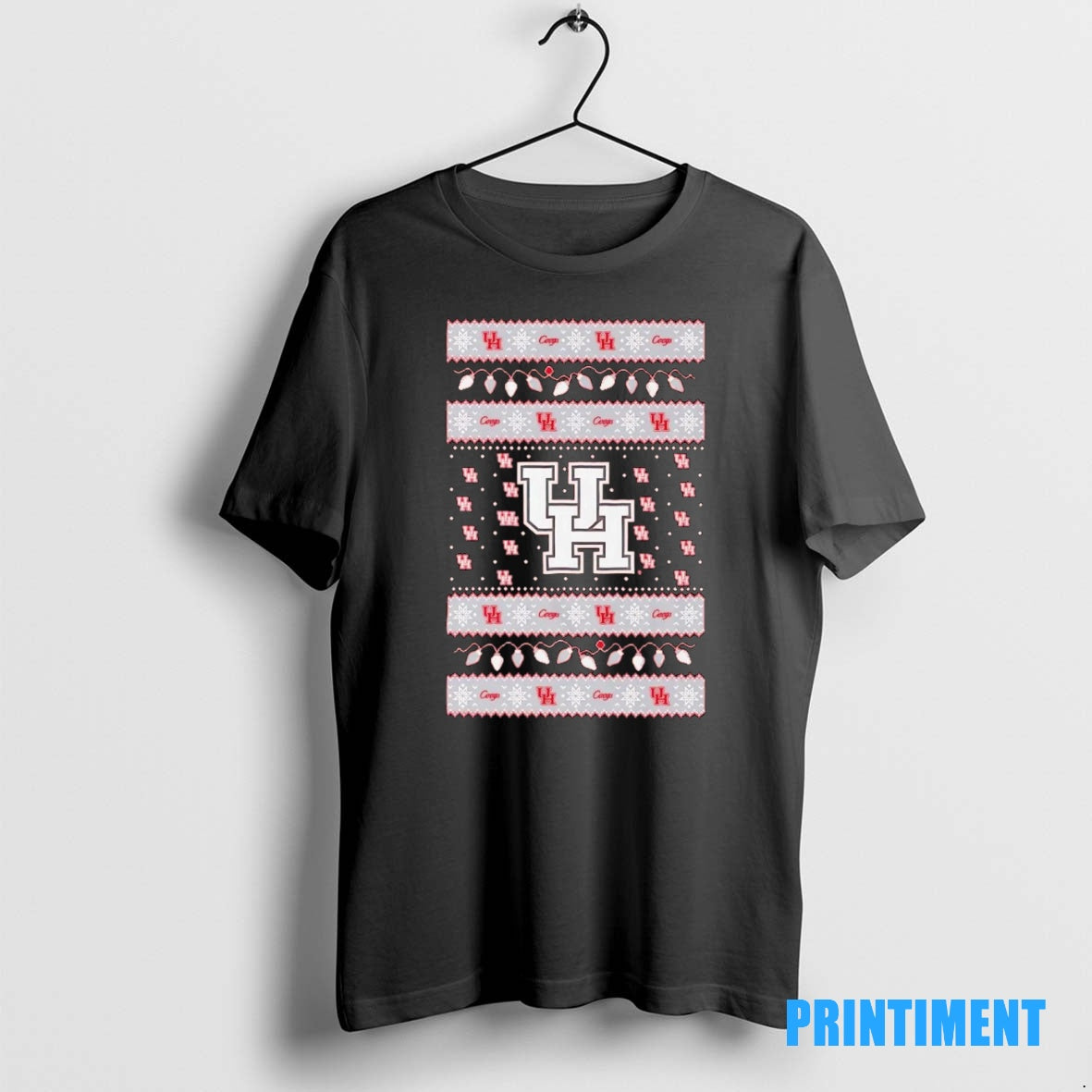 Official Houston Cougars Ugly Christmas Light Tee Sweater