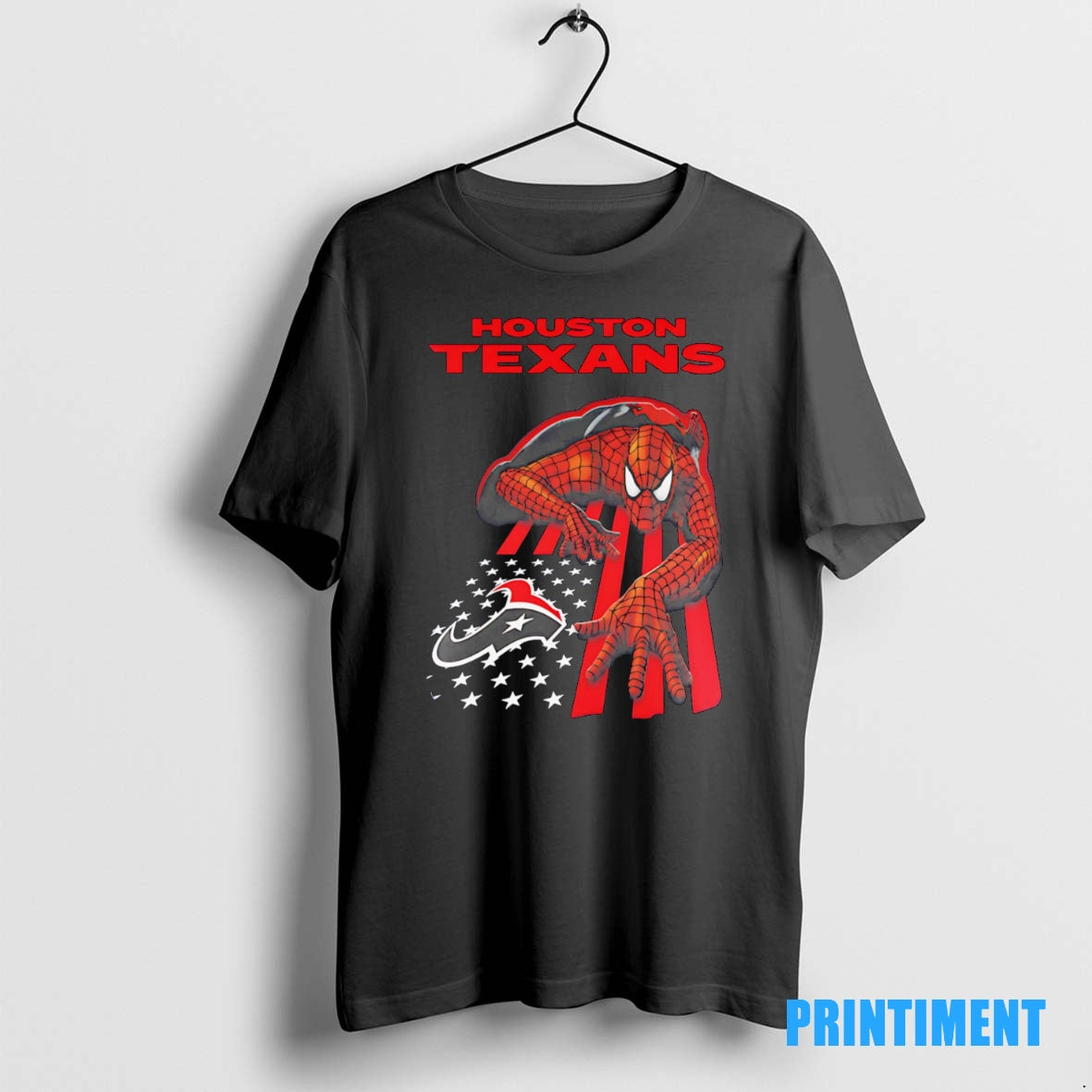 Official Houston Texans Spiderman America Flag Tee Sweater