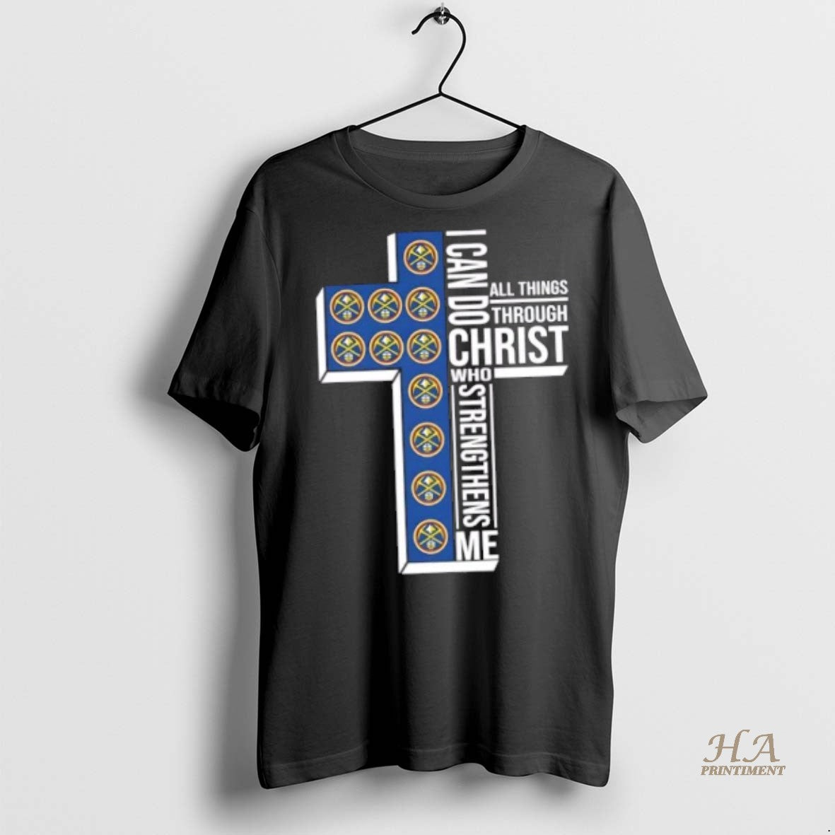Official I Can Do All Things Through Christ Who Strengthens Me Denver Nuggets Basketball Cross