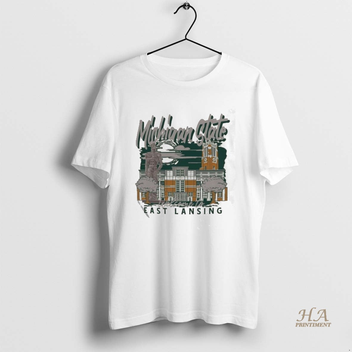 Official Image One Natural Michigan State Spartans Comfort Colors Hand Drawn Campus Stack