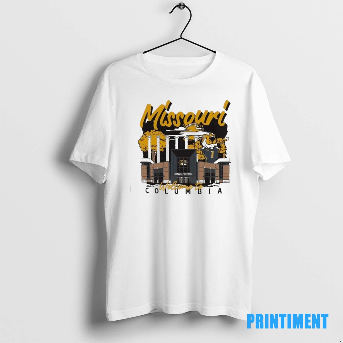 Official Image One Natural Missouri Tigers Comfort Colors Hand Drawn Campus Stack Tee Sweater