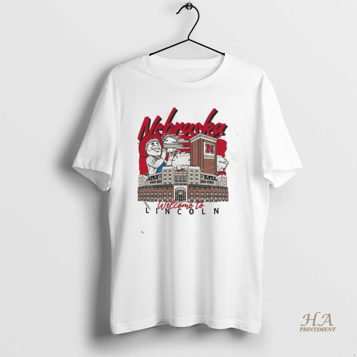 Official Image One Natural Nebraska Huskers Comfort Colors Hand Drawn Campus Stack