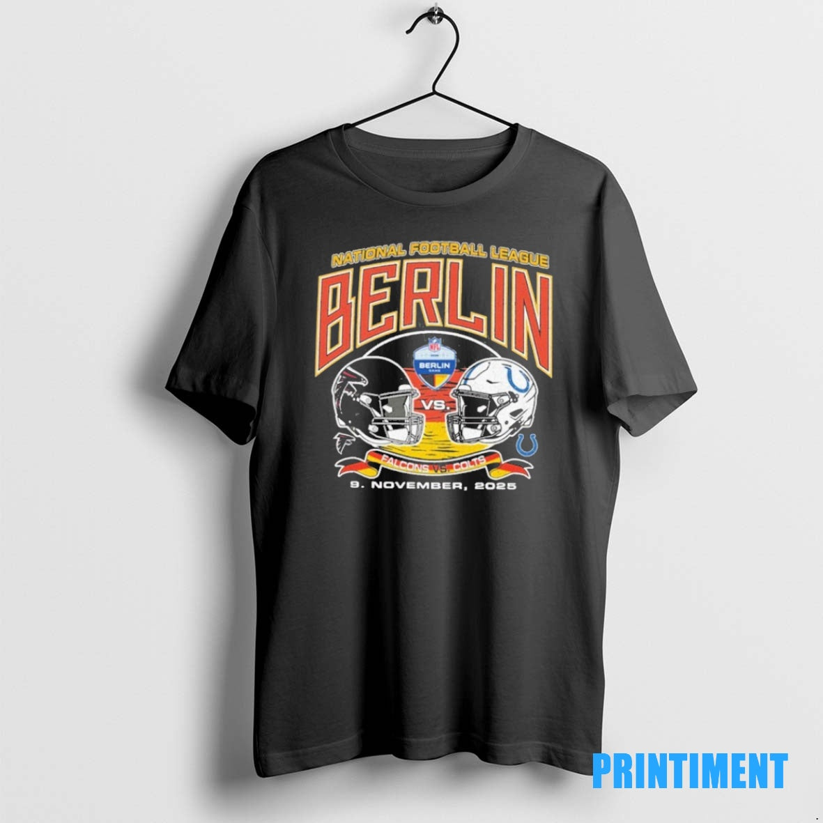 Official Indianapolis Colts 2025 Berlin Game Vs Atl Falcons Helmet Tee Sweater
