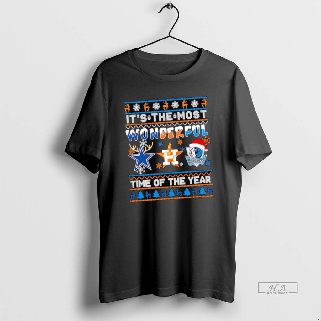Official Its The Most Wonderful Dallas Cowboys Houston Astros Dallas Mavericks Christmas Time Of The
