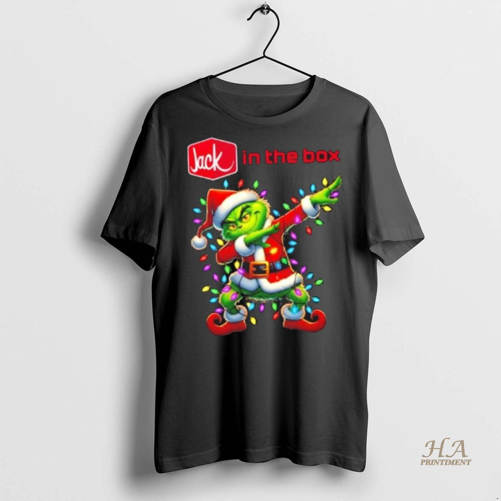 Official Jack In The Box X Grinch Dabbing Merry Christmas Shirt
