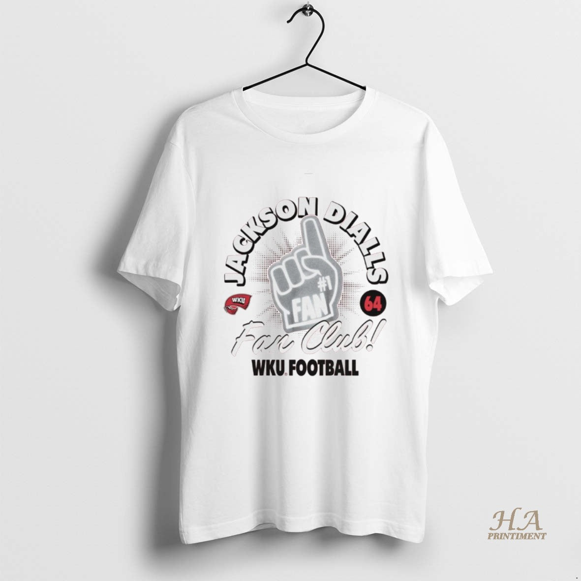 Official Jackson Dialls Red Fan Club Wku Football 64