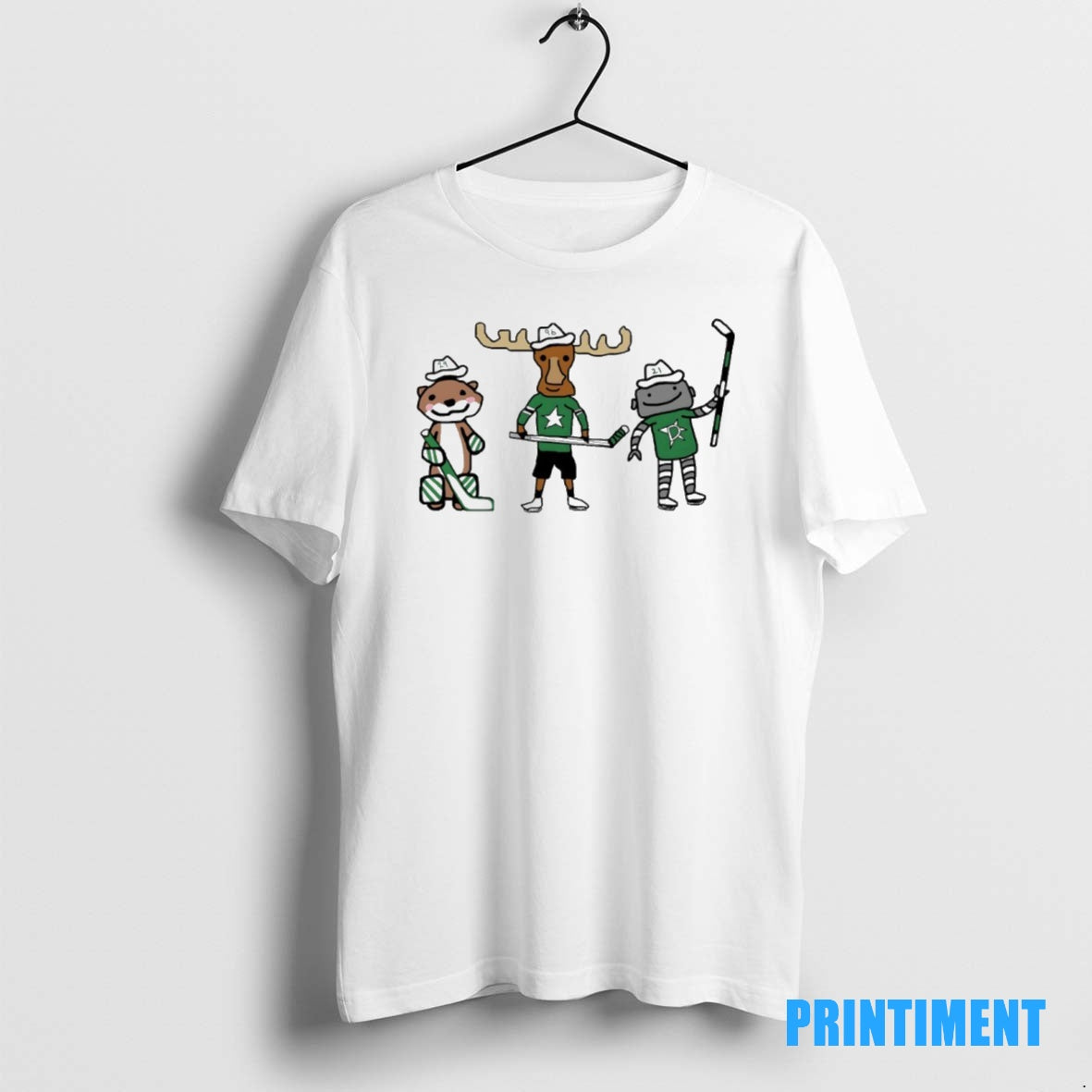 Official Jake Oettinger Otter Mikko Rantanen Moose And Jason Robertson Robo Guys Dallas Stars Mascot