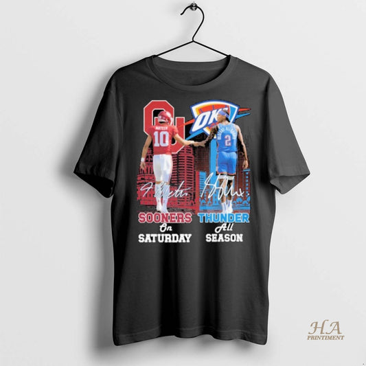 Official John Mateer And Shai Gilgeous Alexander Oklahoma Sooners On Oklahoma City Thunder Thunder All
