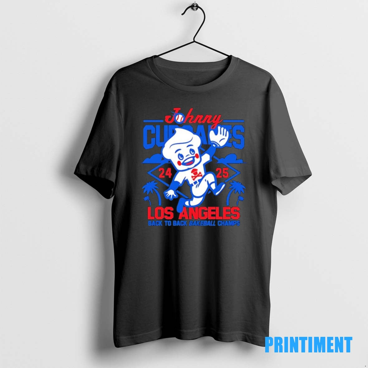 Official Johnny Cupcakes Los Angeles Back To Back Baseball Champs Black Tee Sweater