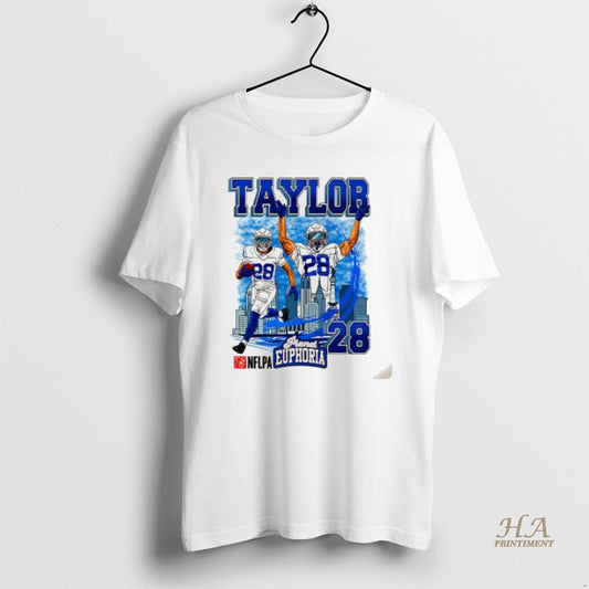 Official Jonathan Taylor Indianapolis Colts Football Number 28 Skyline Cartoon