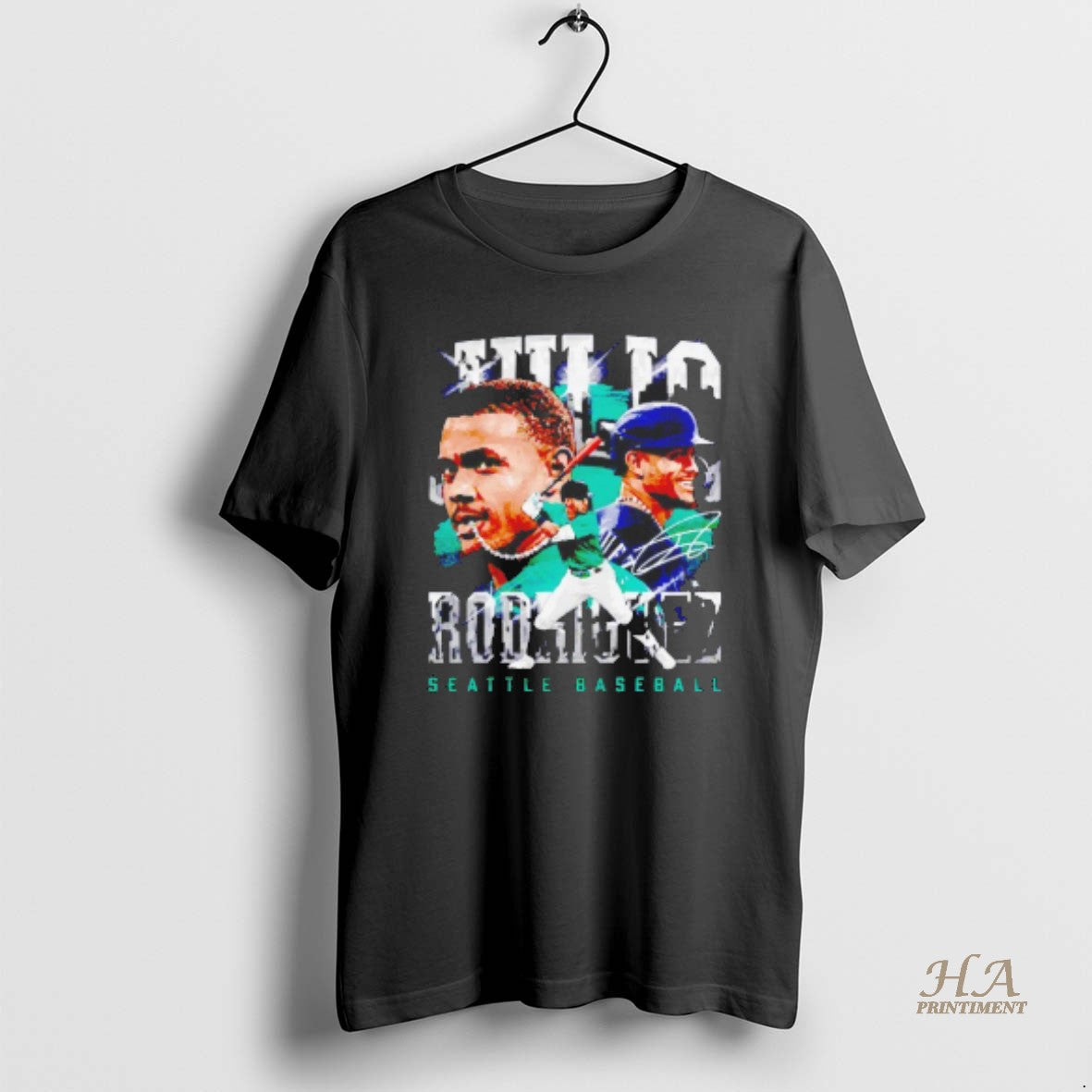 Official Julio Rodriguez Seattle Mariners Baseball Signature Vintage Blackshirt