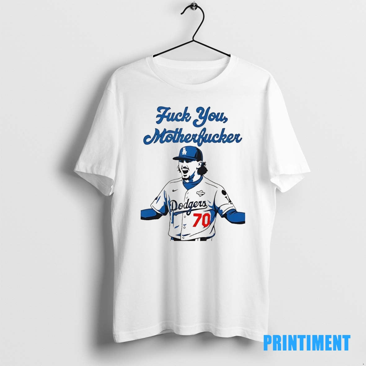 Official Justin Wrobleski Los Angeles Dodgers Fuck You Motherfucker Caricature Tee Sweater