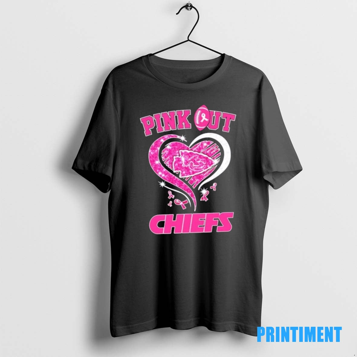 Official Kansas City Chiefs Football X Pink Out Hearts Tee Sweater