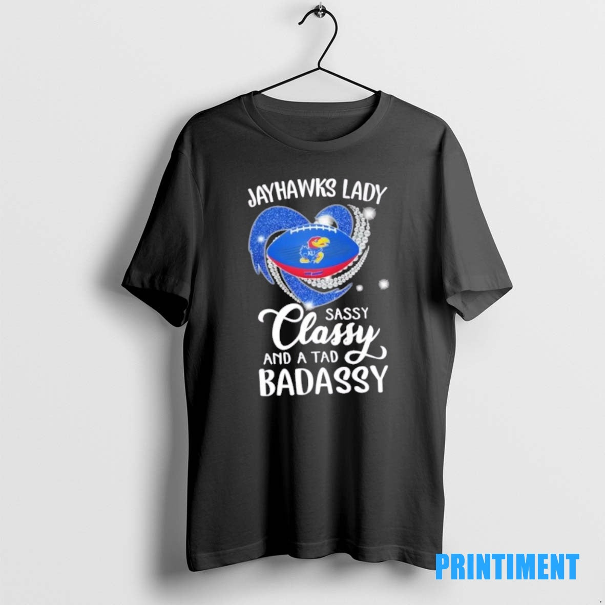 Official Kansas Jayhawks Lady Sassy Classy And A Tad Badassy Diamond Heart Tee Sweater