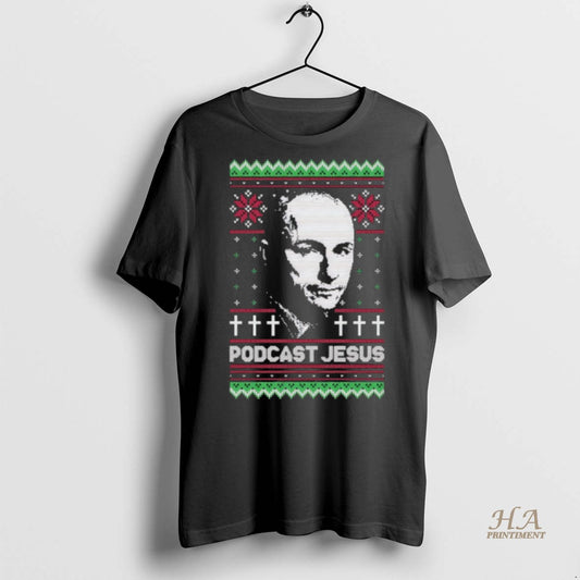 Official Kirk Minihane Podcast Jesus Christmas Ugly Shirt