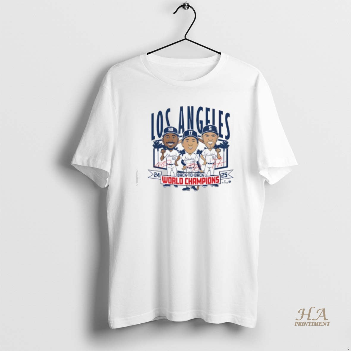Official La Baseball Back To Back World Champs Caricatures