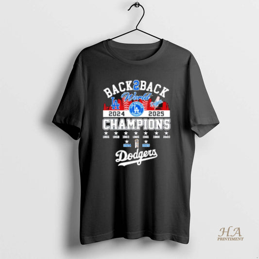 Official La Dodgers 9 Time World Series Champions 2025 Back To Back City Skyline