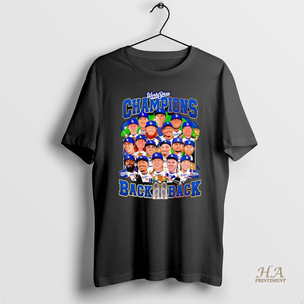 Official La Dodgers World Series Champions Back To Back Trophy Caricature