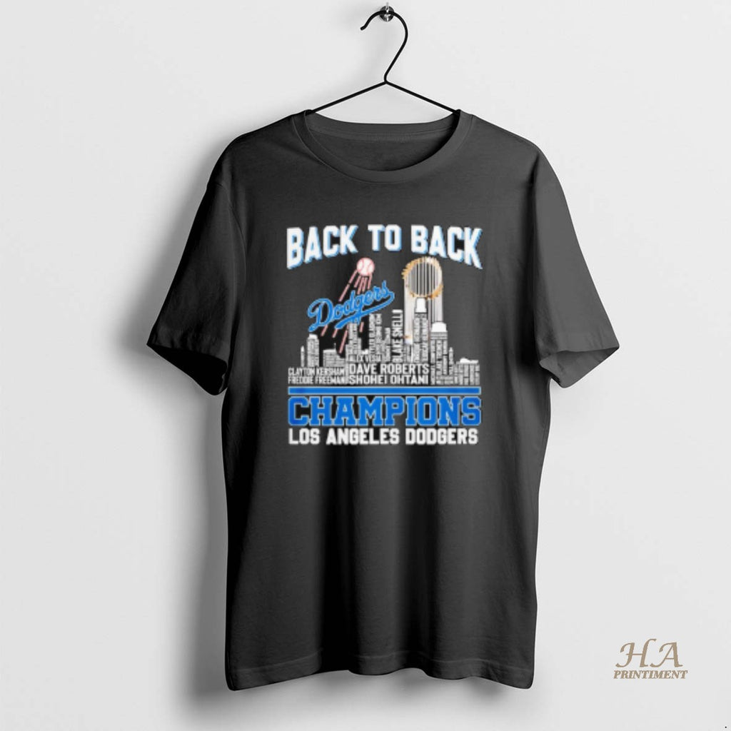 Official La Dodgers Back To Back World Series Champions 2025 Player Name City Skyline