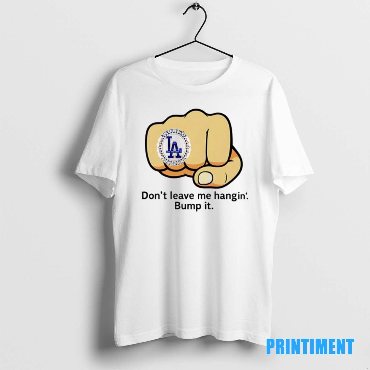 Official La Dodgers Dont Leave Me Hangin Bump It Ring Tee Sweater