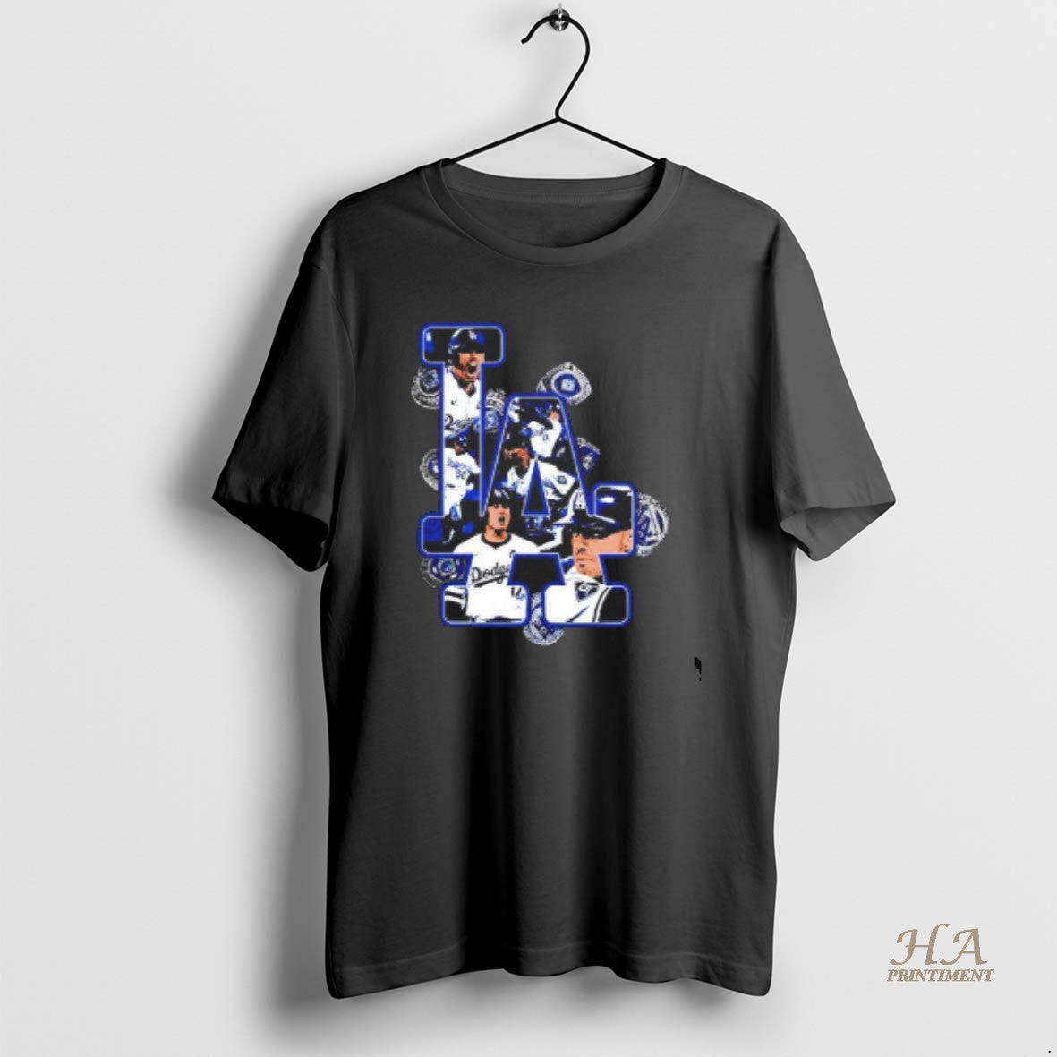 Official La Los Angeles Dodgers Player Rings Graphic Blackshirt