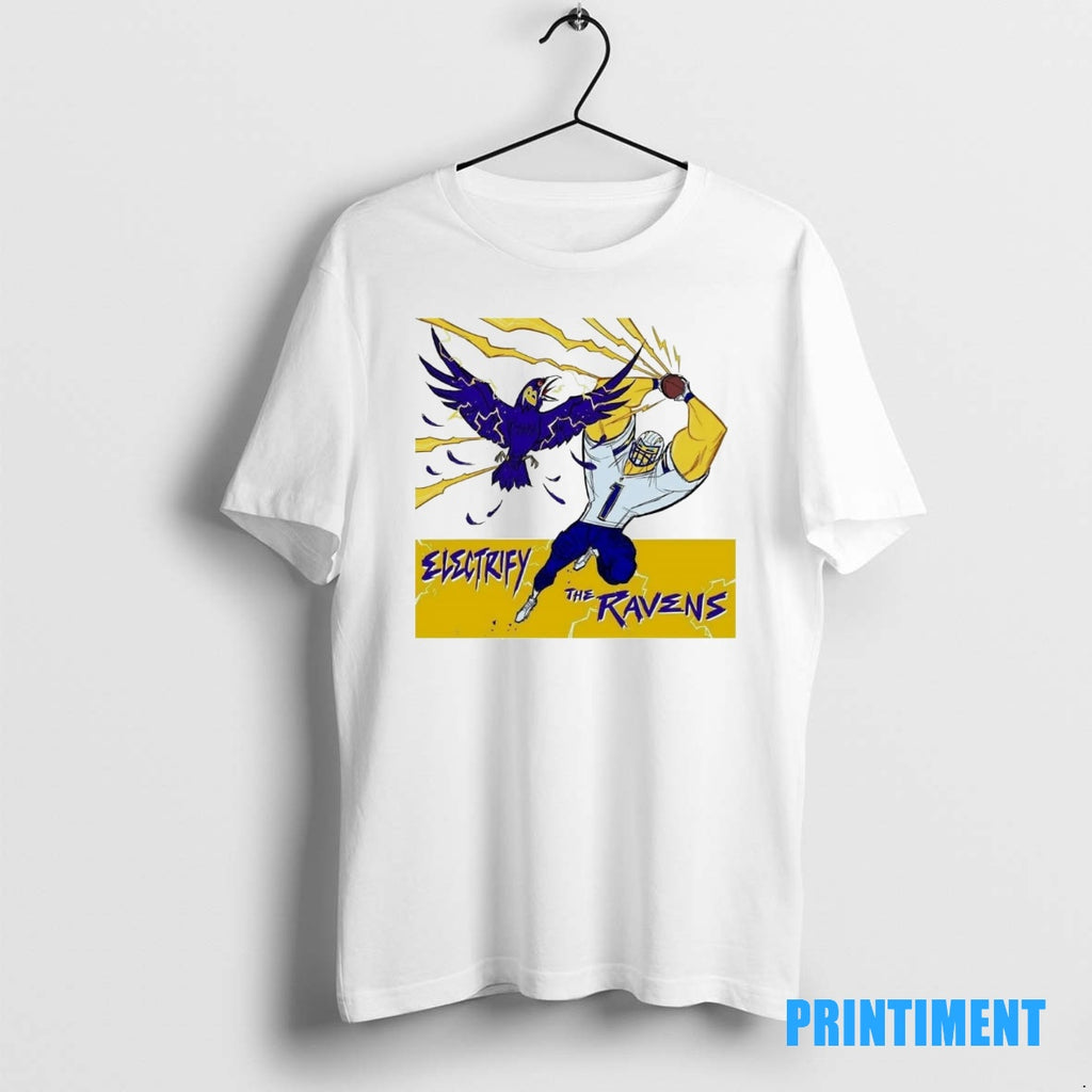 Official La Chargers Quentin Johnston Electrify The Ravens Tee Sweater