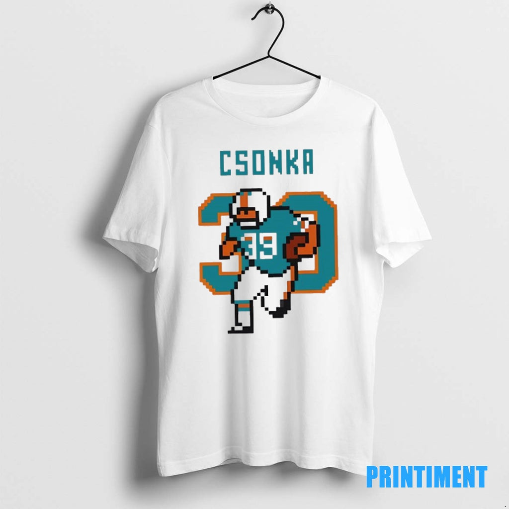 Official Larry Csonka Miami Dolphins 39 Running Back Gamer Style Tee Sweater