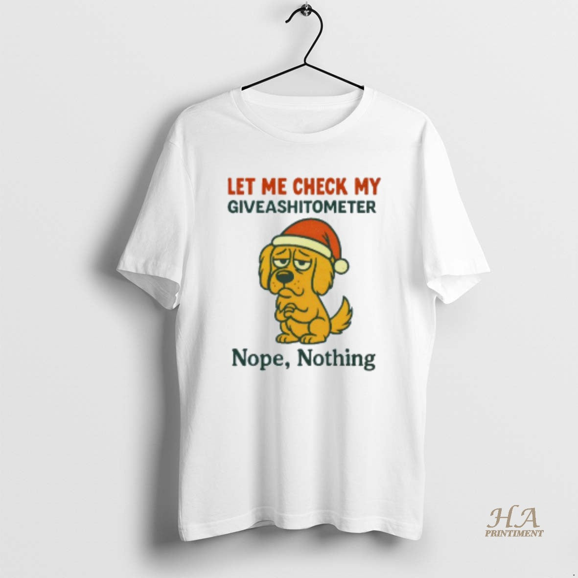 Official Let Me Check My Giveashitometer Nope Nothing Dog Mens White Tee