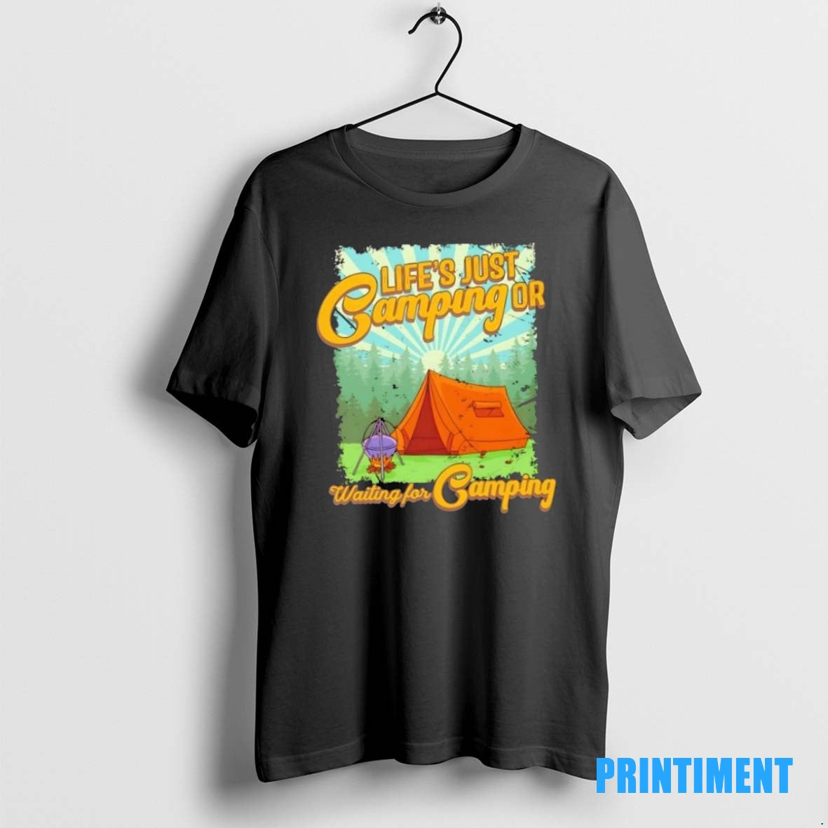 Official Lifes Just Camping Or Waiting For Camping Tee Sweater