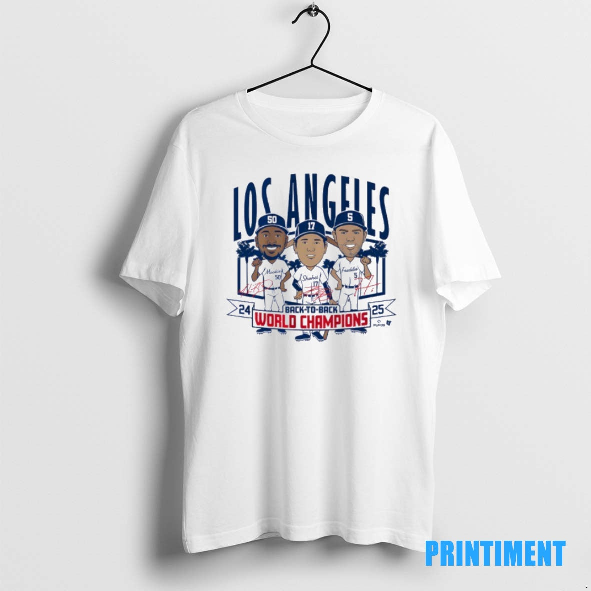 Official Los Angeles Baseball Back To Back World Champs Caricatures Tee Sweater
