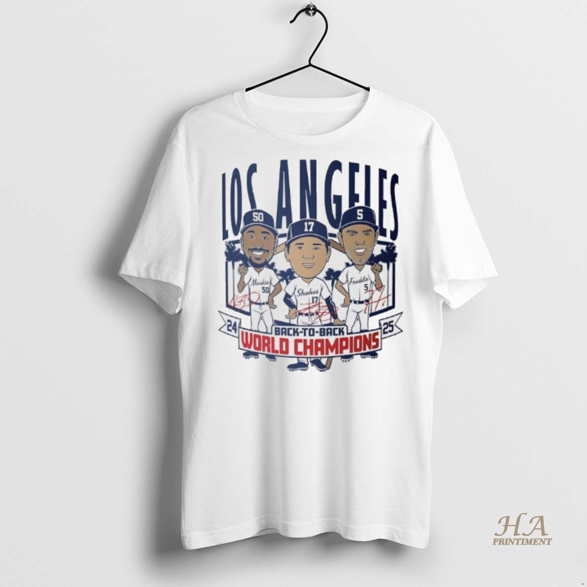 Official Los Angeles Baseball Back To Back World Champs Caricatures Shirt