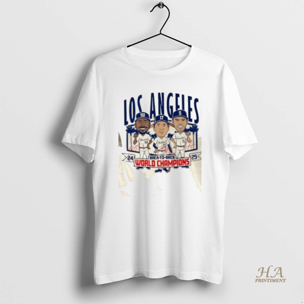 Official Los Angeles Baseball Kershaw Shohei Freddie Back To Back World Champs Caricatures