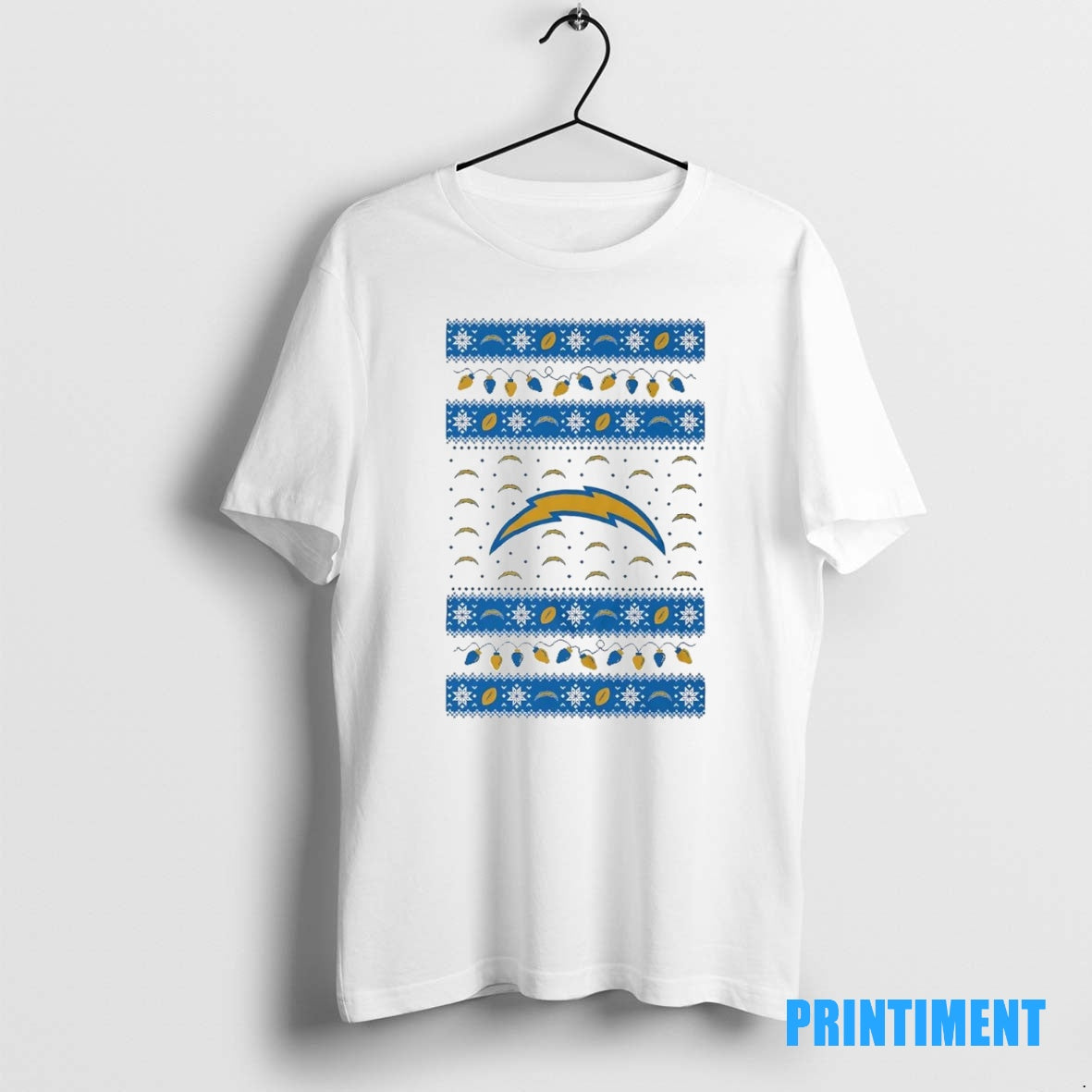 Official Los Angeles Chargers Ugly Christmas Light Tee Sweater