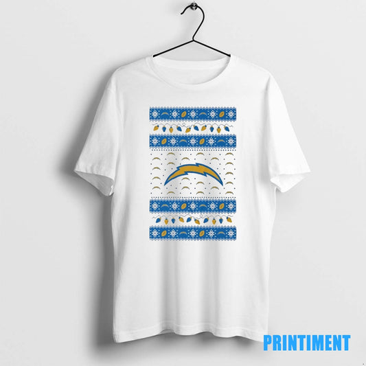 Official Los Angeles Chargers Ugly Christmas Light Tee Sweater