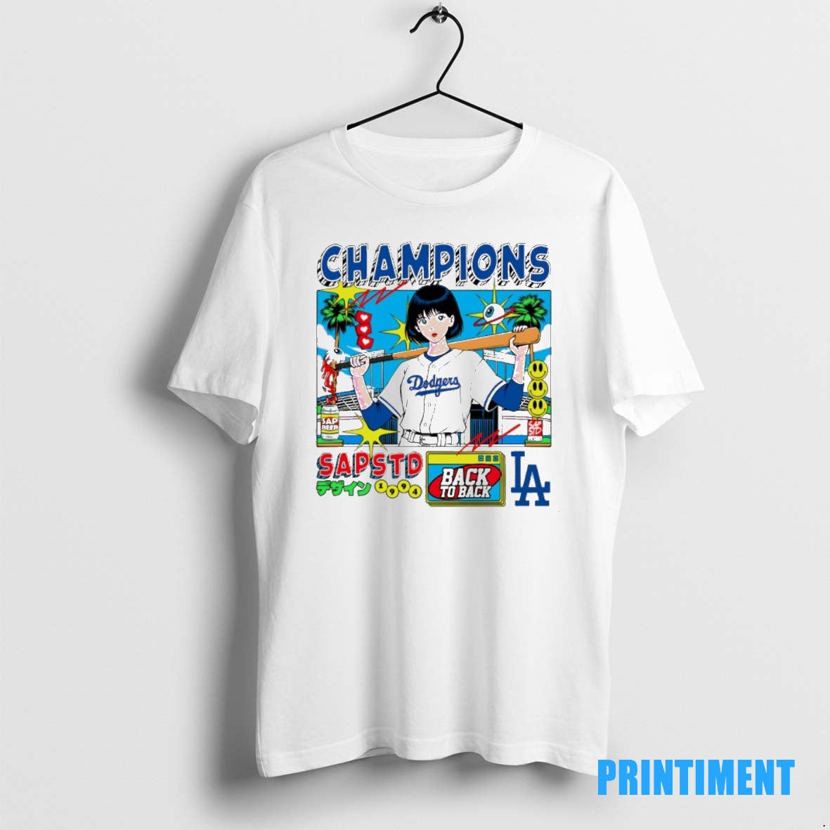 Official Los Angeles Dodger 2025 Back To Back World Champs Anime Tee Sweater
