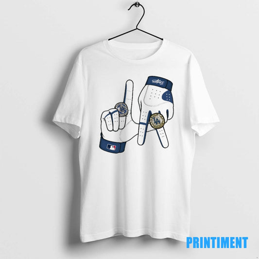 Official Los Angeles Dodgers 2025 La Gloves Rings Graphic Tee Sweater