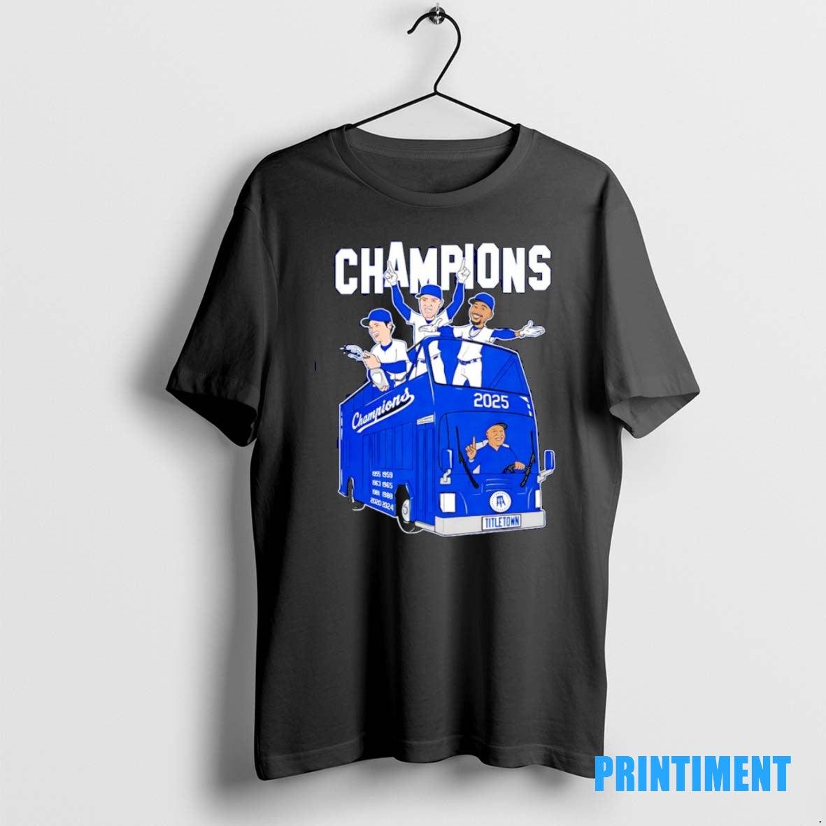 Official Los Angeles Dodgers 2025 Mlb World Series Champions The Parade Bus Tee Sweater