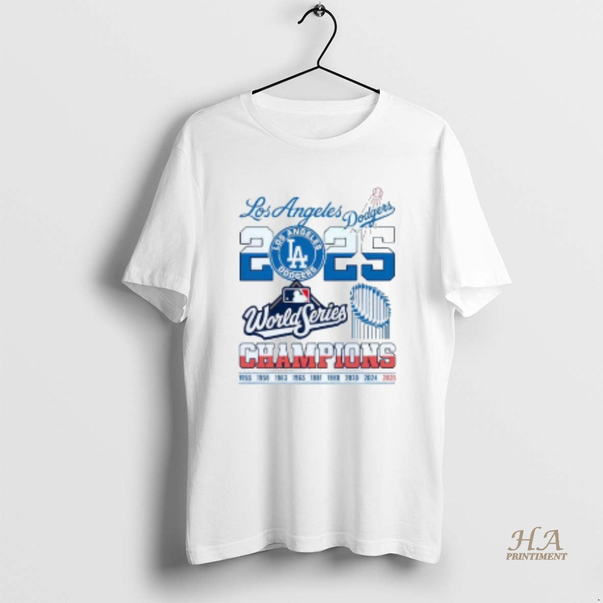 Official Los Angeles Dodgers 2025 Mlb World Series Champions 1955 2025 Mens White Tee