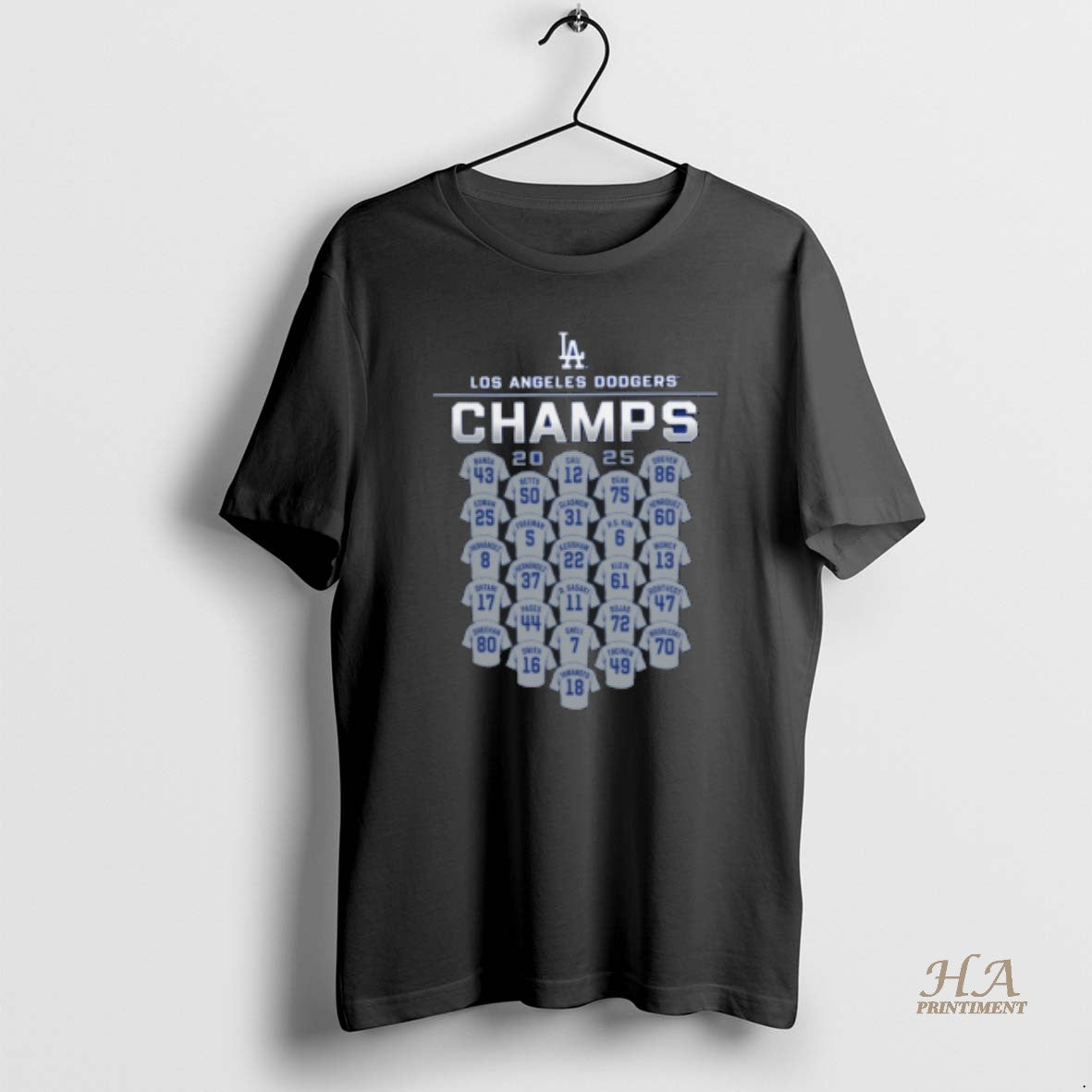 Official Los Angeles Dodgers 2025 World Series Champions Jersey Roster