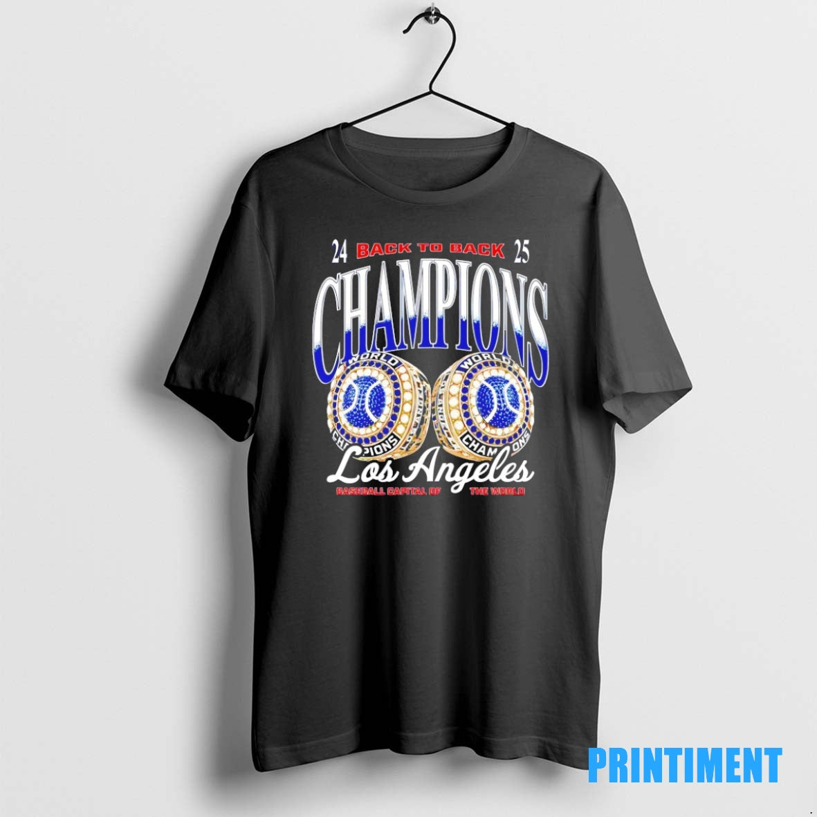 Official Los Angeles Dodgers Back To Back 2024 2025 World Baseball Champions Rings Tee Sweater