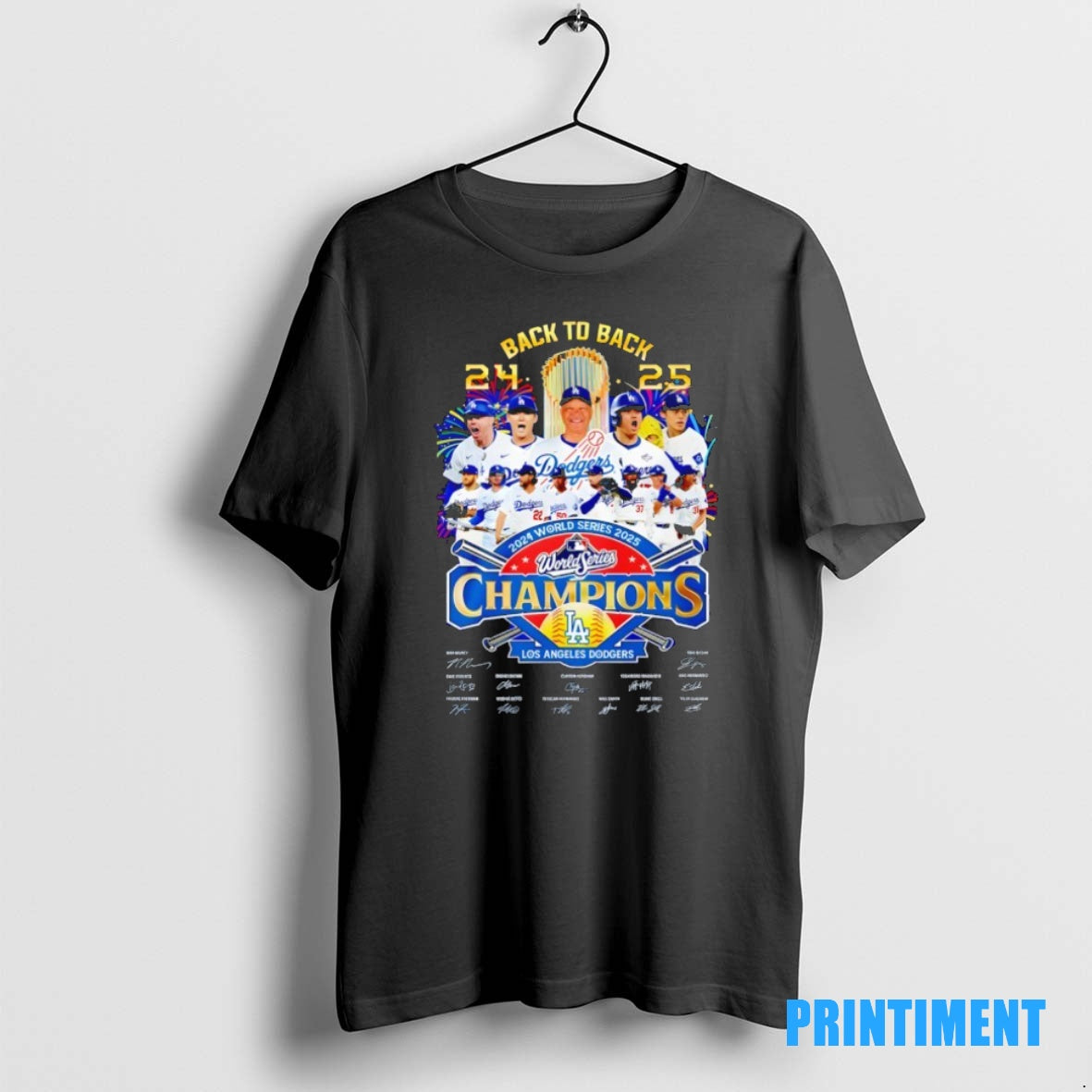 Official Los Angeles Dodgers Back To Back World Series Champions Signatures Tee Sweater
