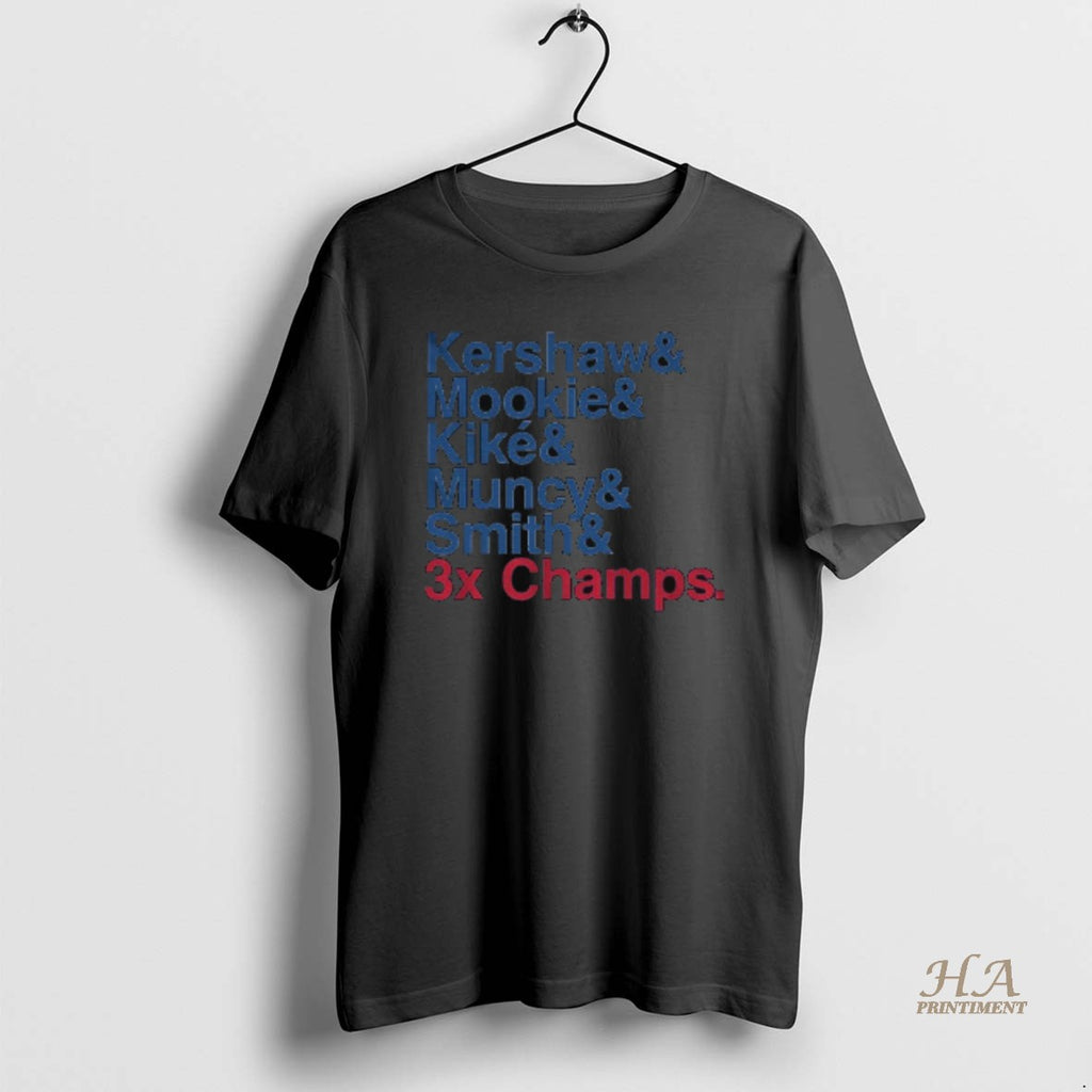 Official Los Angeles Dodgers Baseball Ampersand 3x Champs Kershaw Mookie Kike Muncy Smith