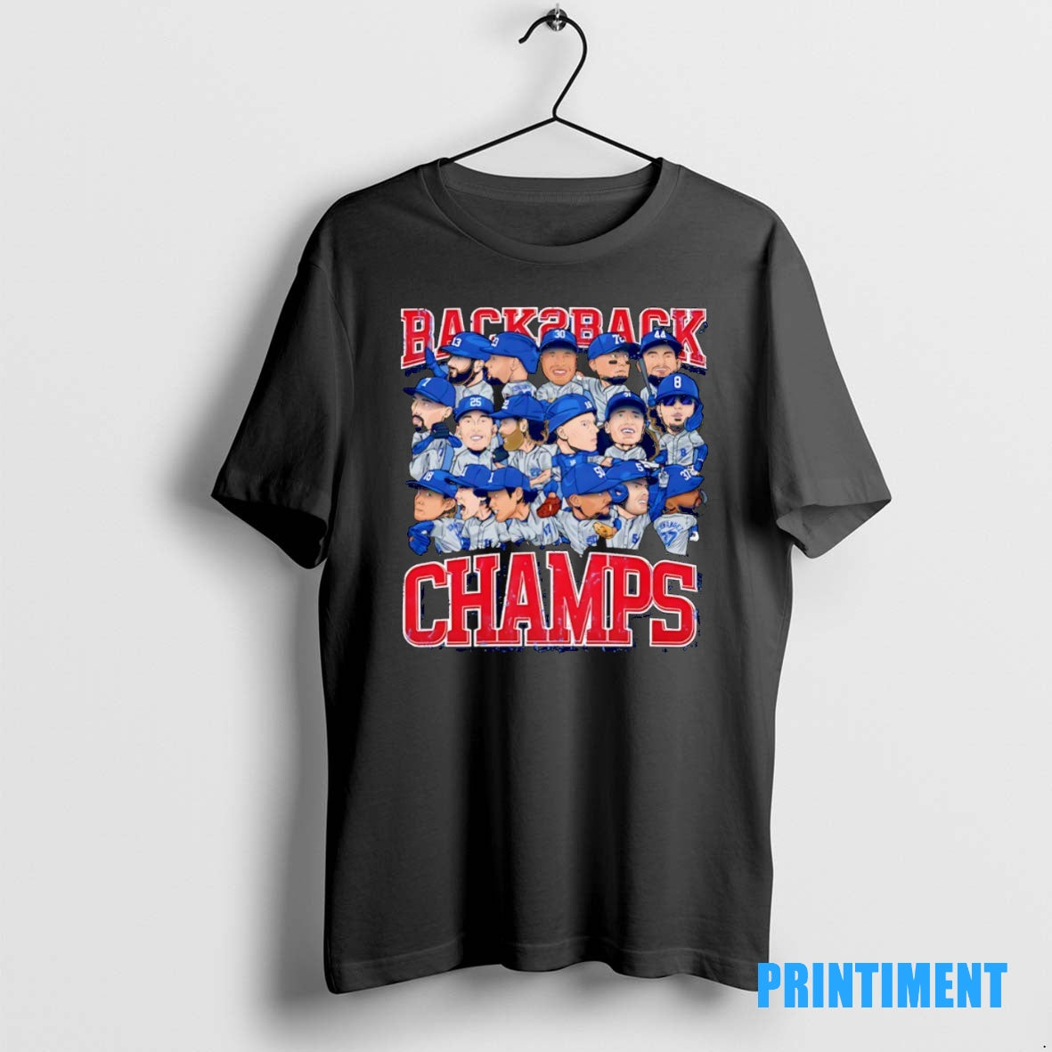 Official Los Angeles Dodgers Baseball Back 2 Back Champions 2025 Caricature Tee Sweater