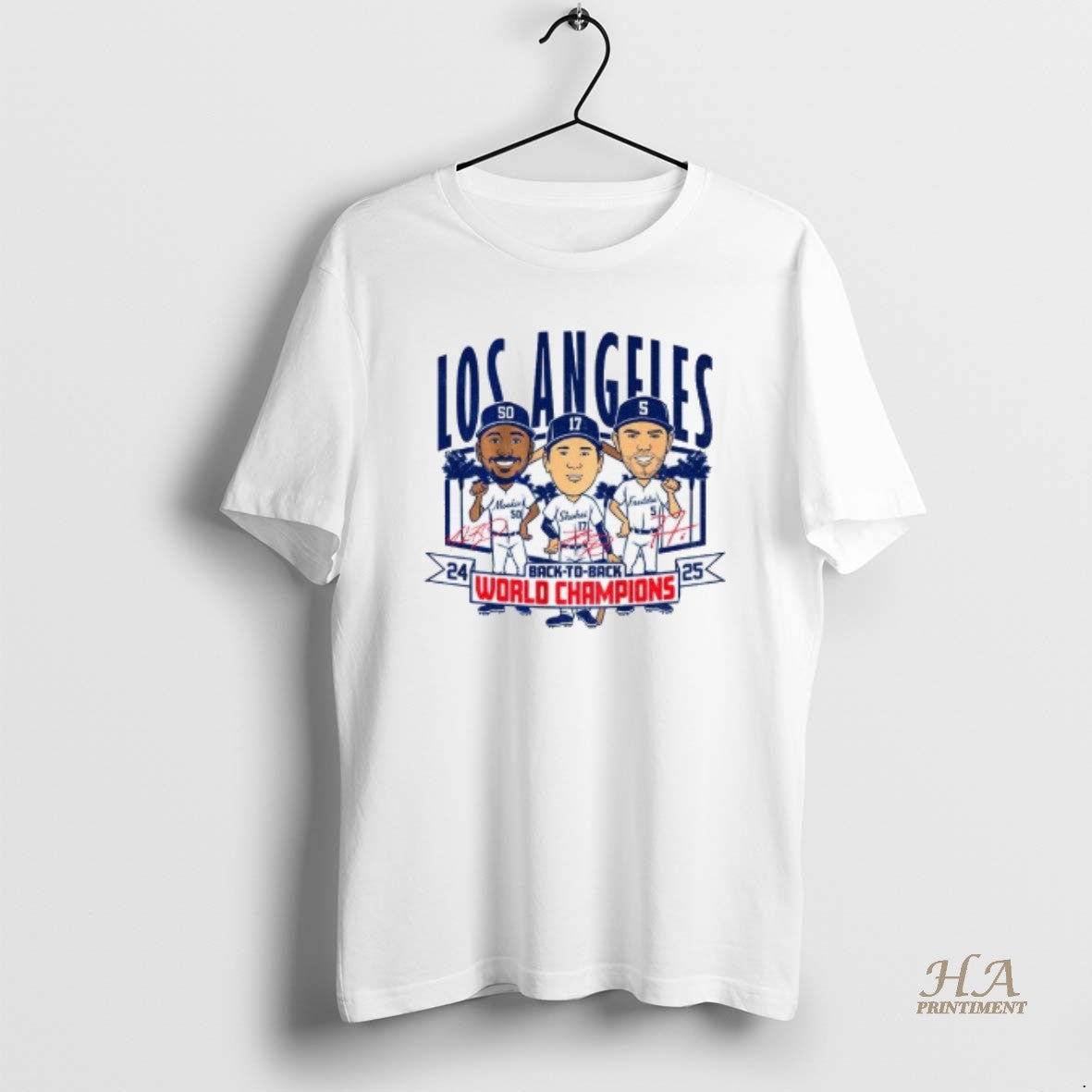 Official Los Angeles Dodgers Baseball Back To Back World Champions Caricatures 24 25 Signature