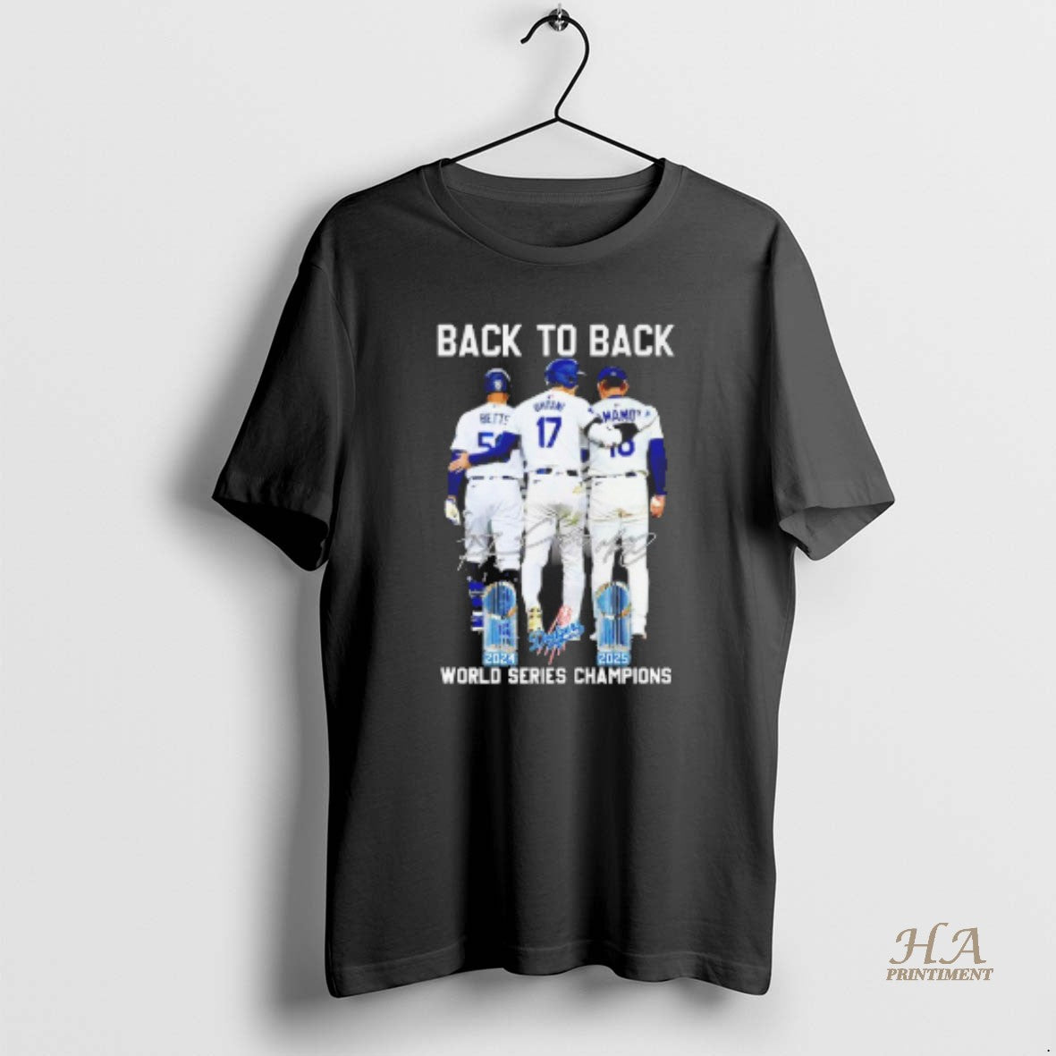 Official Los Angeles Dodgers Betts Ohtani Yamamoto Back 2 Back World Series Champions 2024 2025