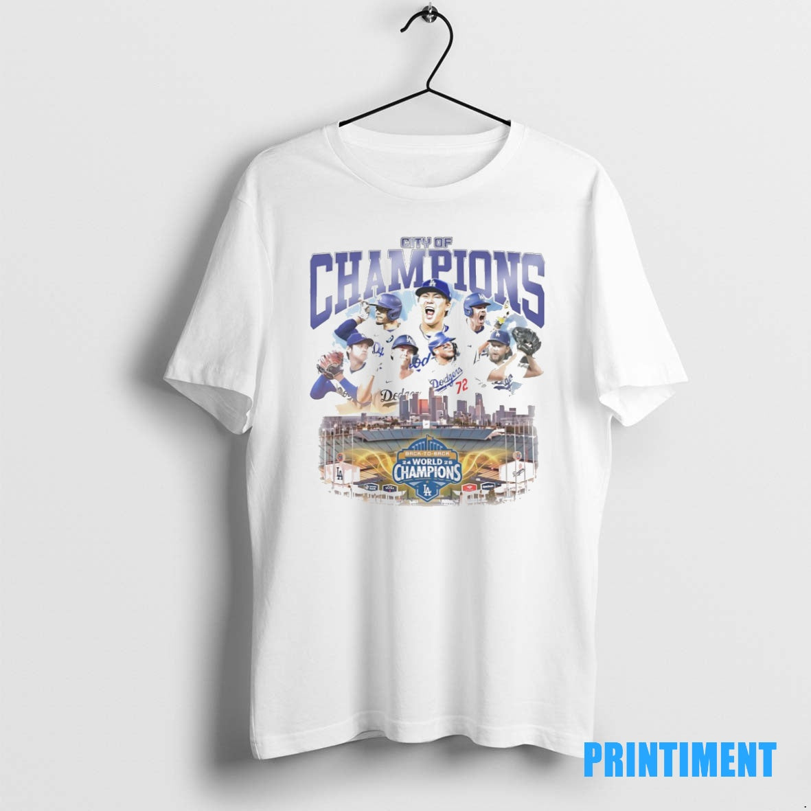 Official Los Angeles Dodgers City Of Champions Back To Back 2024 2025 World Champions Tee