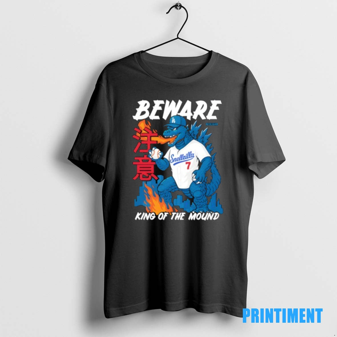 Official Los Angeles Dodgers Hooligan La Snellzilla Beware King Of The Mound Tee Sweater