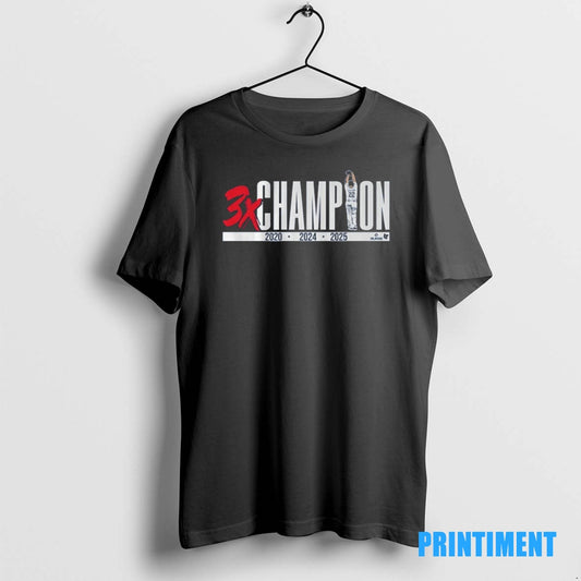 Official Los Angeles Dodgers Mlb Clayton Kershaw Three Time Champion 2020 2024 2025 Tee Sweater